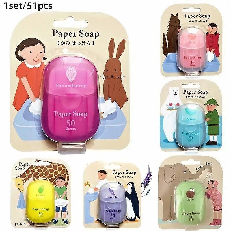 Portable Travel Aromatherapy Bath Sheets Set, 51 Pieces Including Storage Box & 50 Scented Soapsheets, Ideal for Outdoor Activities & Gifts