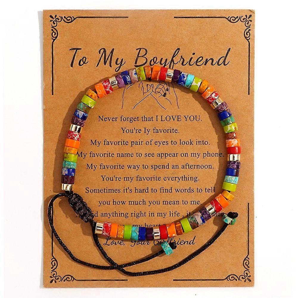 European and American style Imperial Jasper Bracelet with Card Rainbow Pride color Mixed color