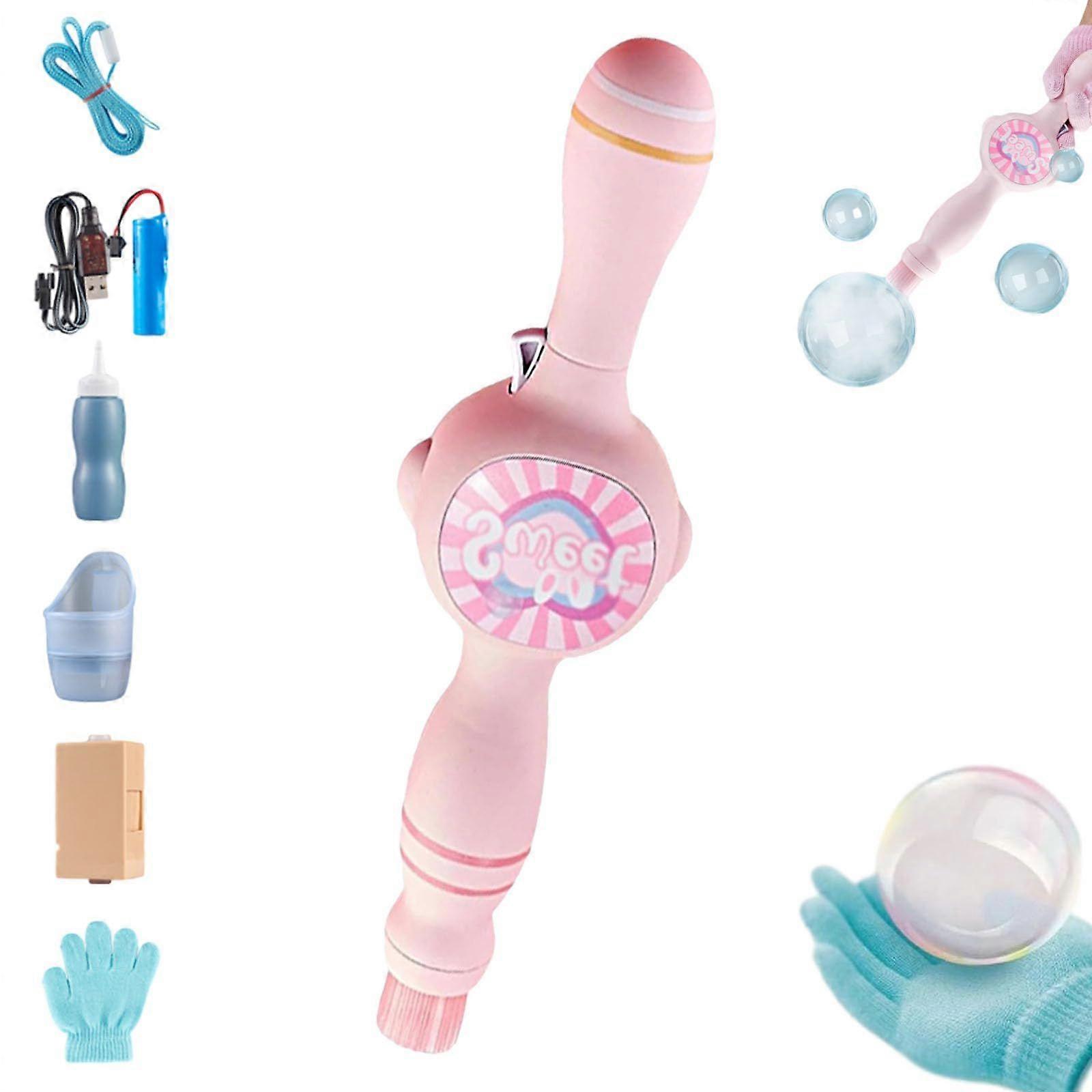 Magic bubble wand, fog bubble machine, smoke bubble machine, portable interactive fog bubble machine (PINK)
