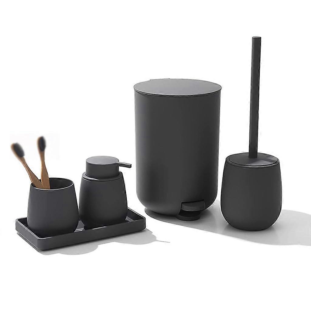 Bathroom Accessories Set with Light Grey Organizer Tray and QuickRebound Soap Dispenser