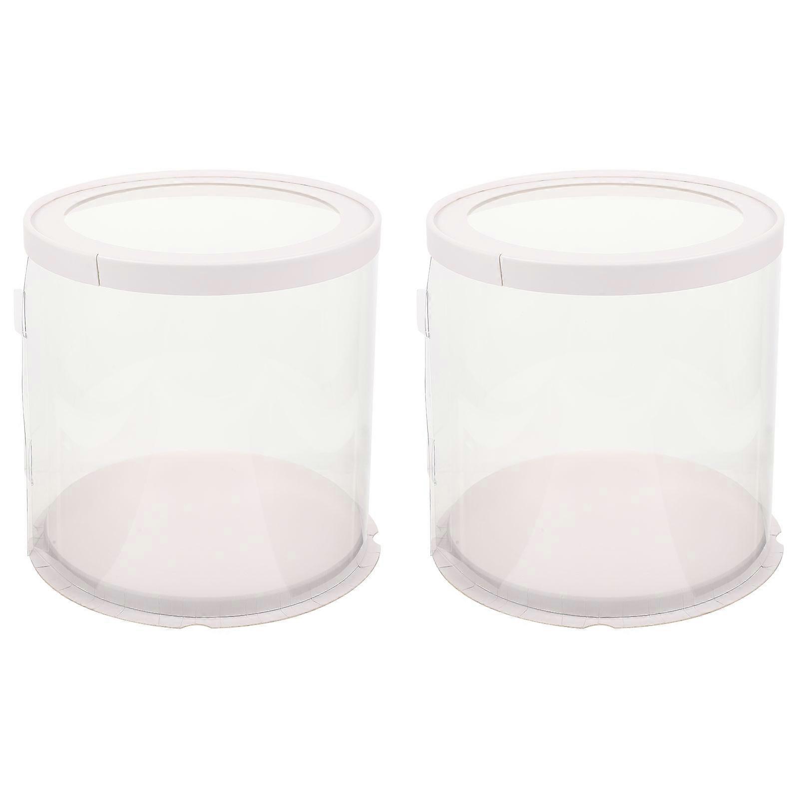 Cake Box White Round Cake Box for Carrying 2Pcs Clear Carrier