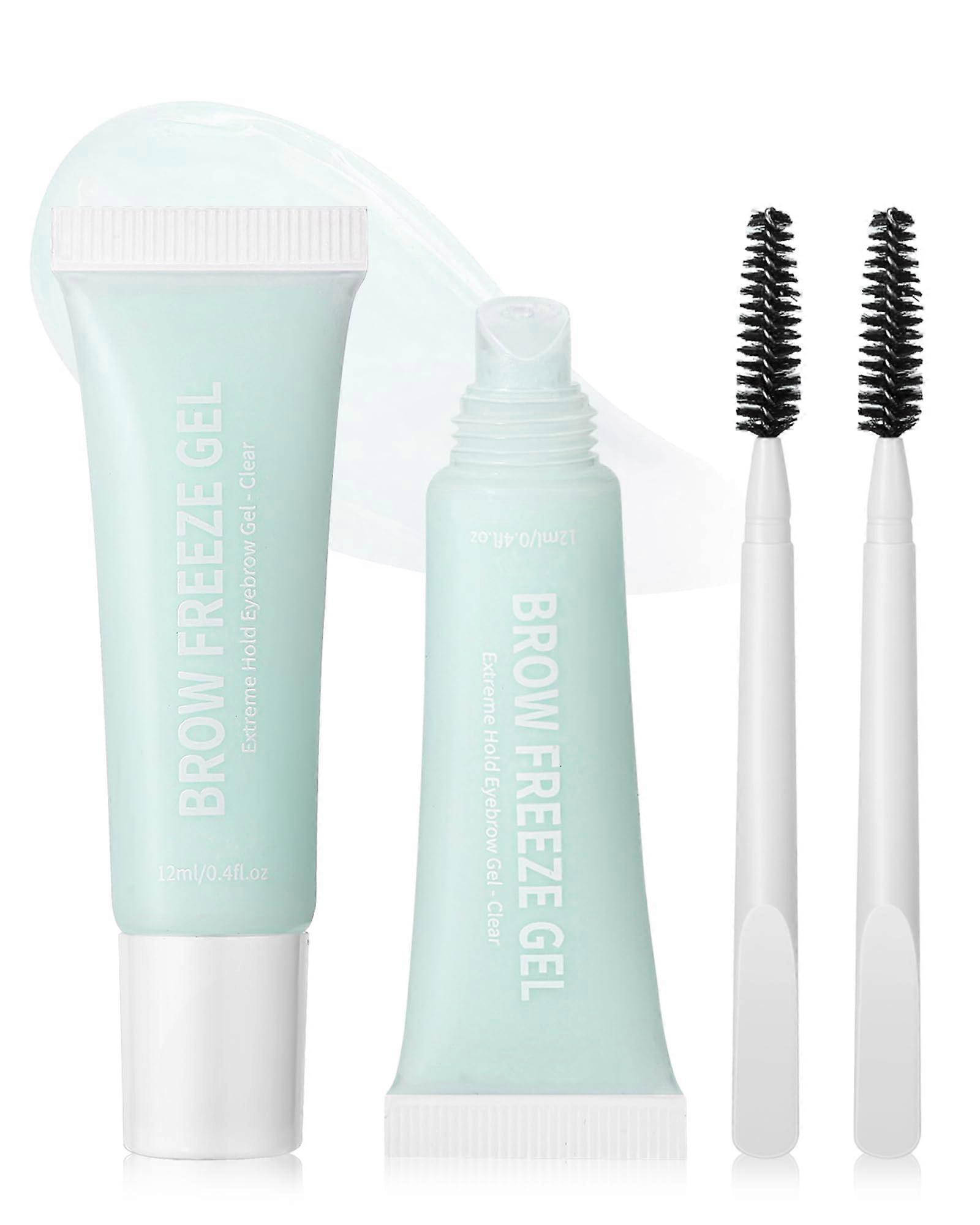 Clear Waterproof Eyebrow Gel Set, 2 Pcs LongLasting Strong Hold Brow Setting with Precision Brush
