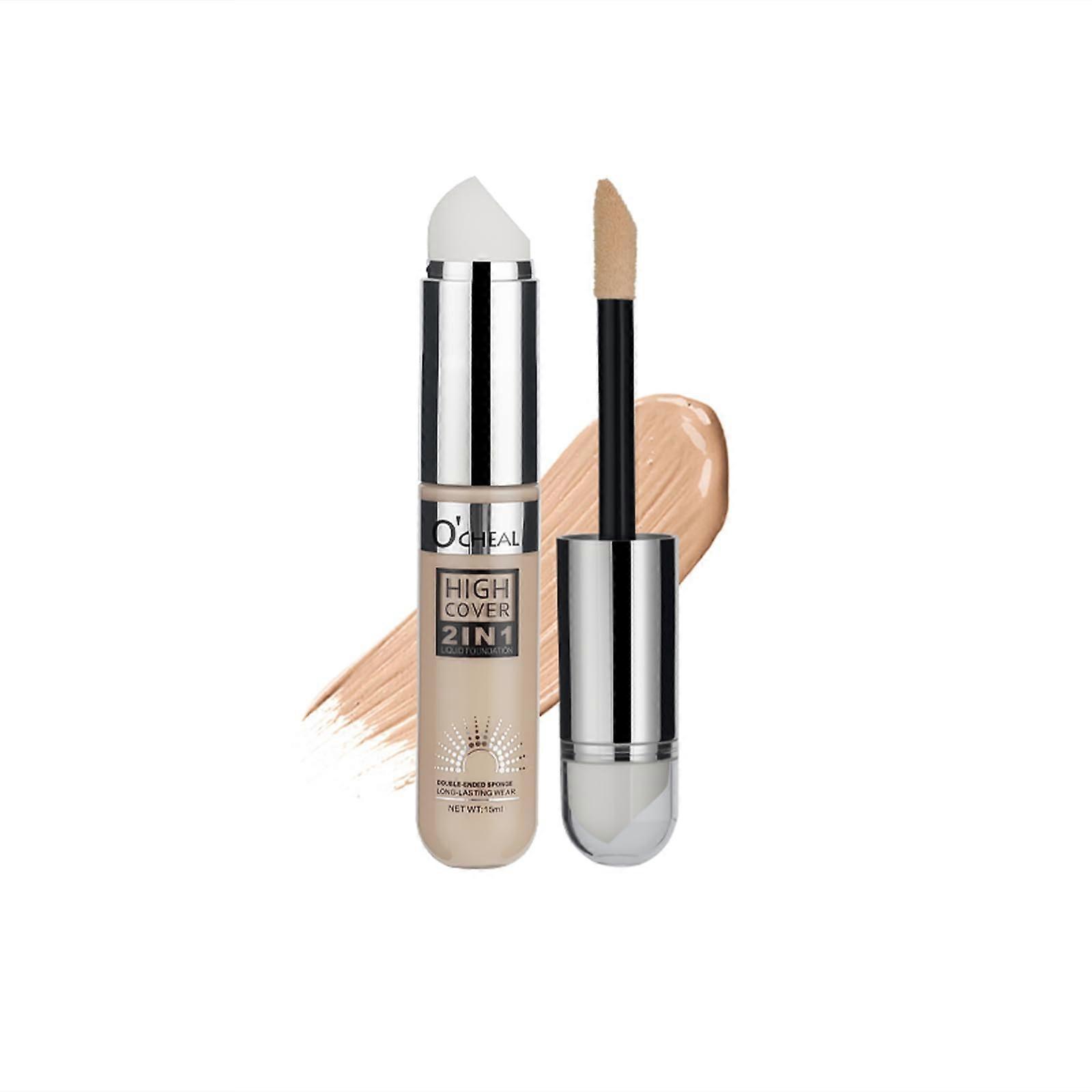 Liquid Concealer Stick 04#Wheat with Full Coverage Waterproof DoubleEnded Sponge Long Wear
