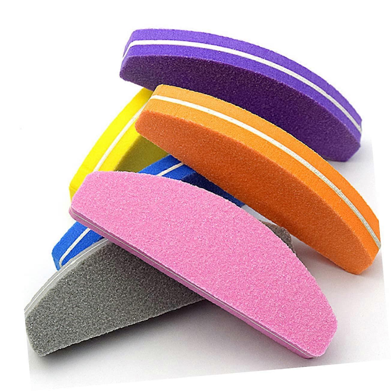20pcs Mini Sponge Nail File and Buffer HalfMoon Shape for Precision Shaping at Home or Salon