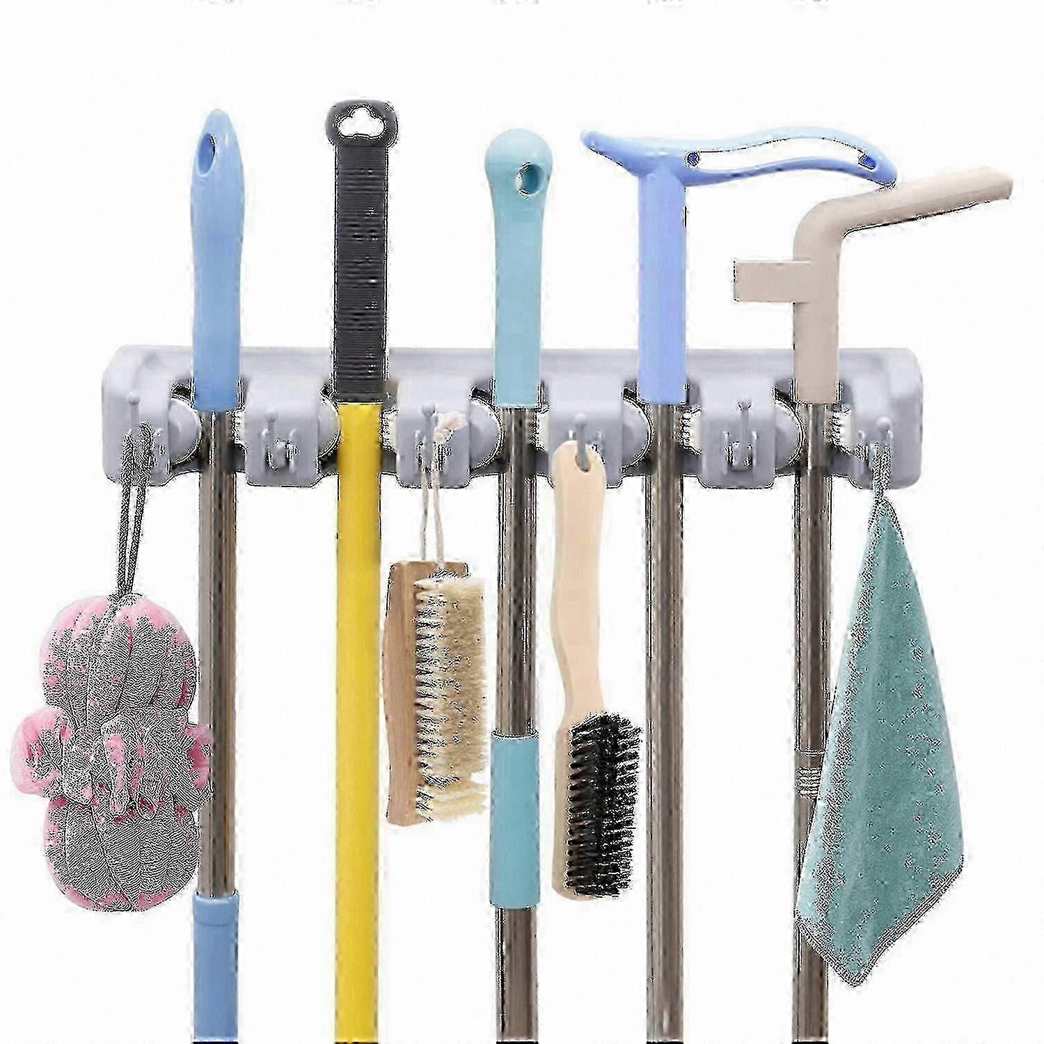 Heavy Duty Wall Mount Organizer for Mops and Brooms