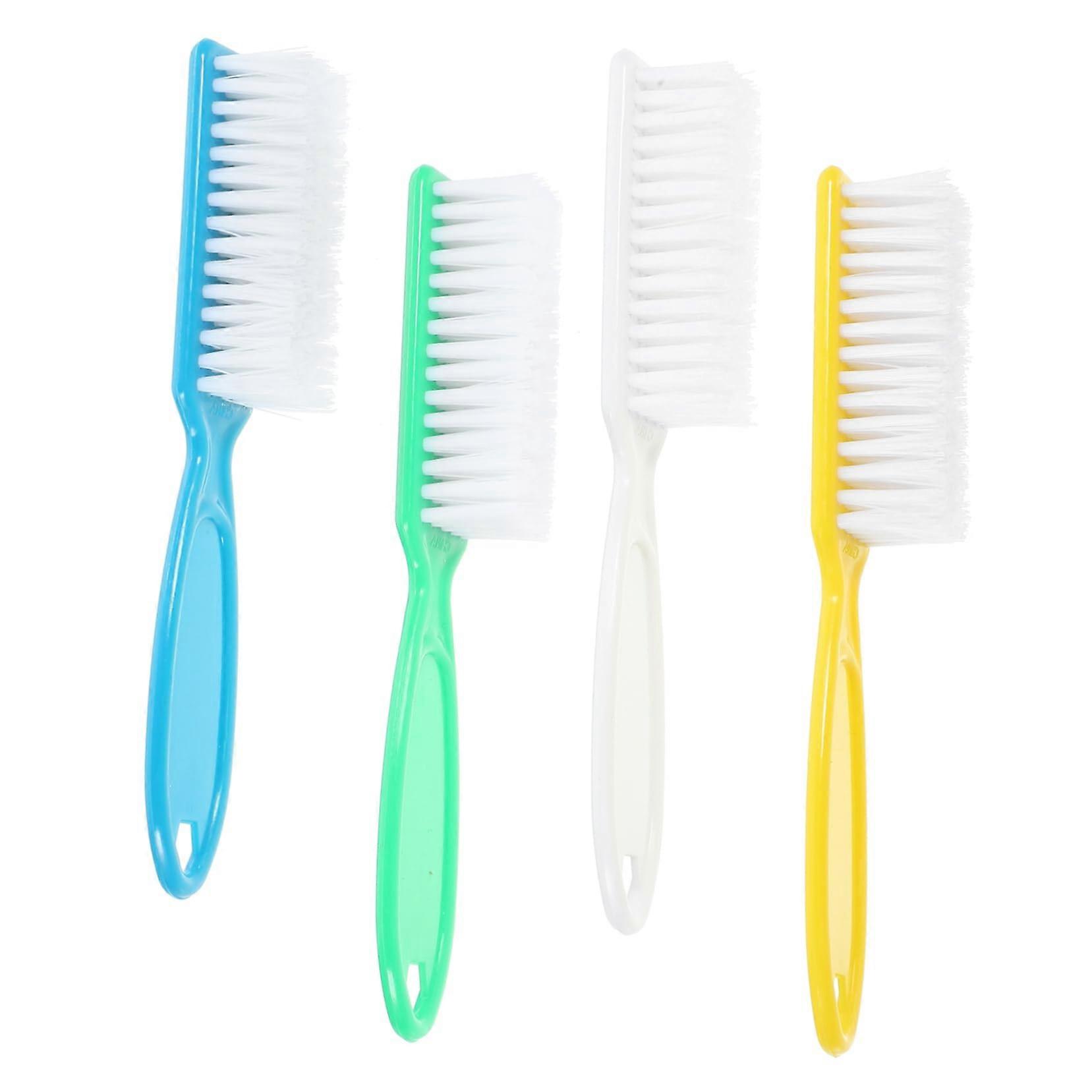 Nail Cleaning Brush Set with Long Handle and Soft Bristles for Manicure Pedicure, 4pcs Random Pattern