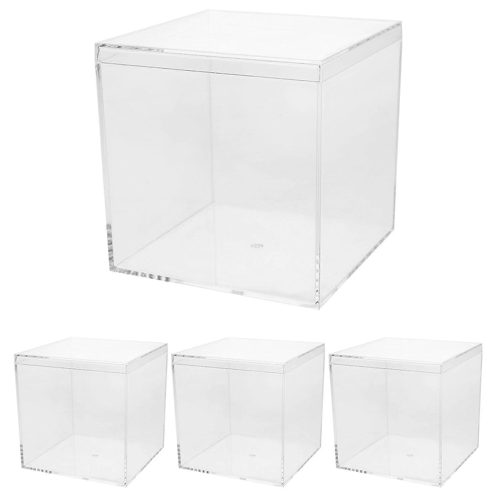 4Pcs Small Candy Boxes Square Jewelry Storage Cases Acrylic Clear Boxes Candy Packaging Boxes