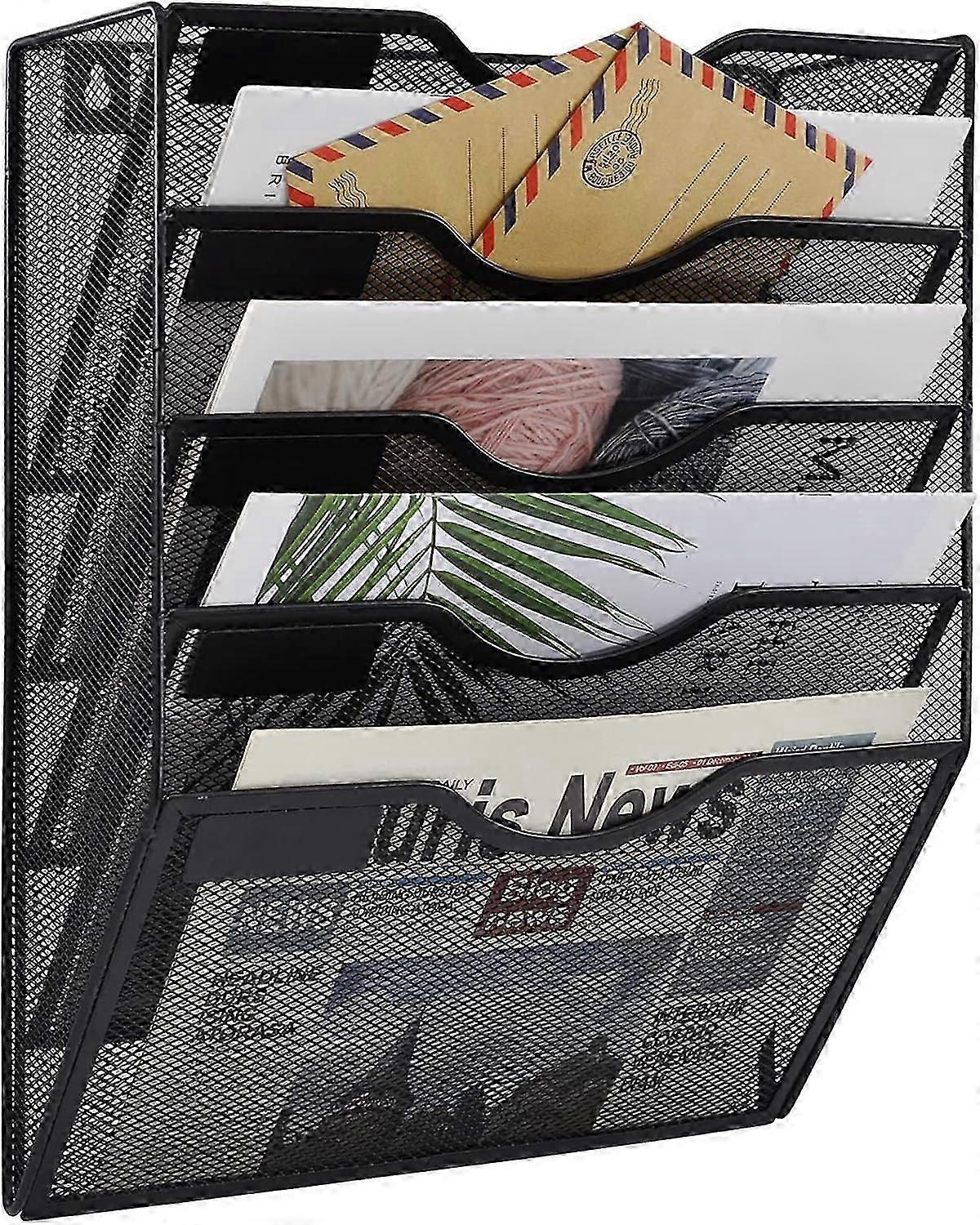 Wall Mount Metal Mail Organizer, Multi-Section File Holder for Home Office