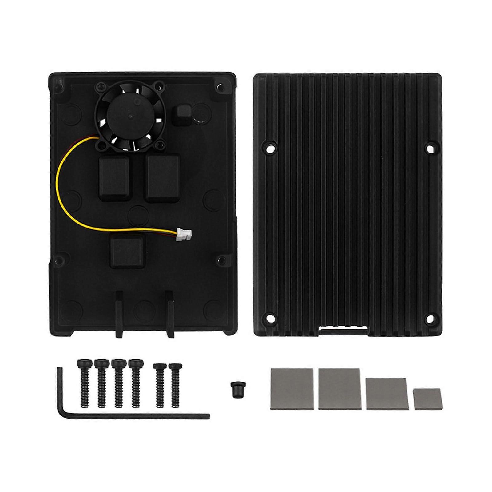Aluminum Case with Cooling Fan for Raspberry Pi 5 Board Protective Enclosure
