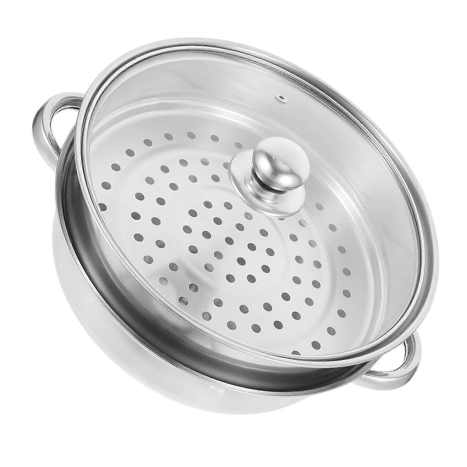 Stainless Steel Double Layer Steamer Pot with Handles, Even Heat Distribution, Dishwasher Safe