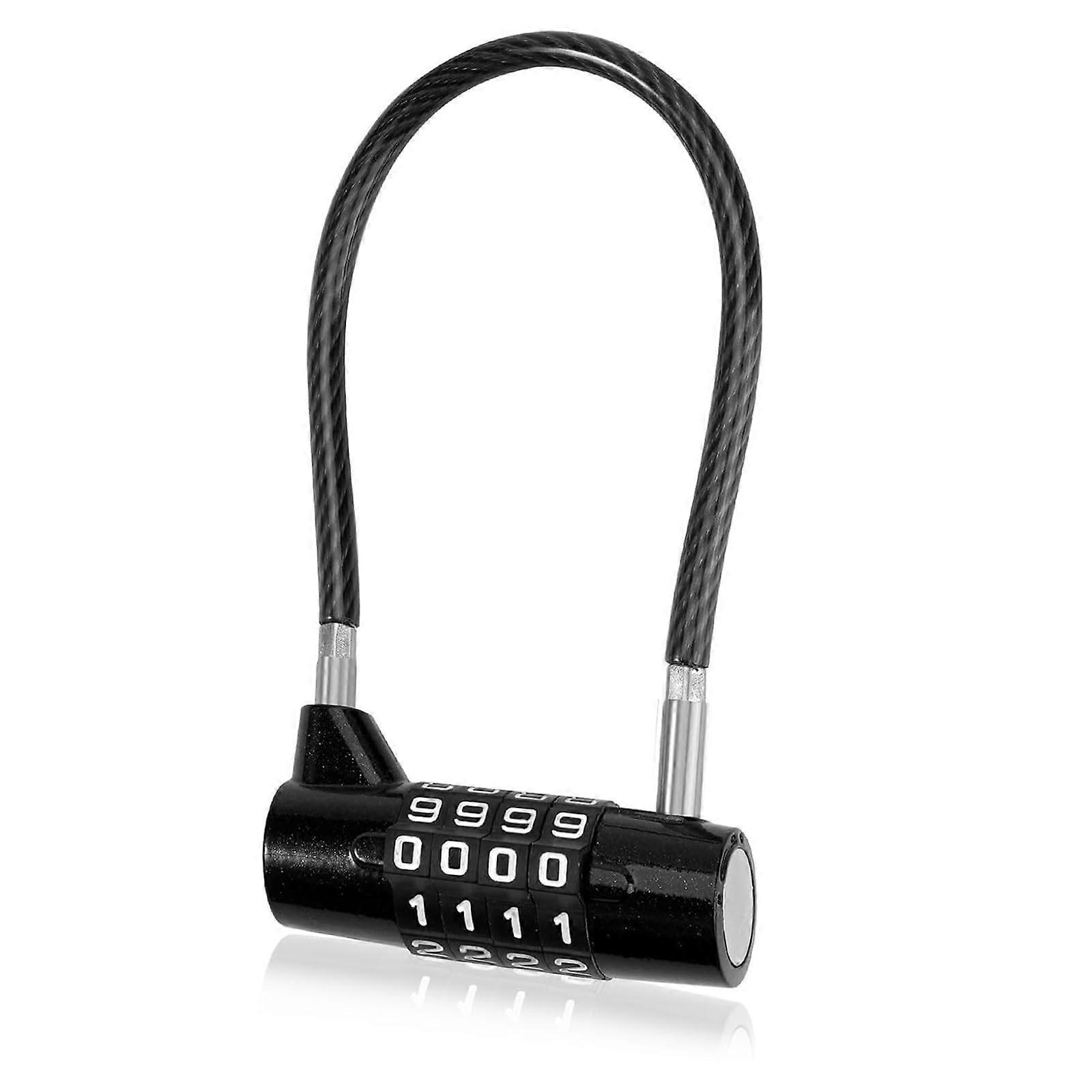 Outdoor Waterproof Combination Padlock, 4 Digit Resettable Cable Lock with Long Shackle for Locker Gate