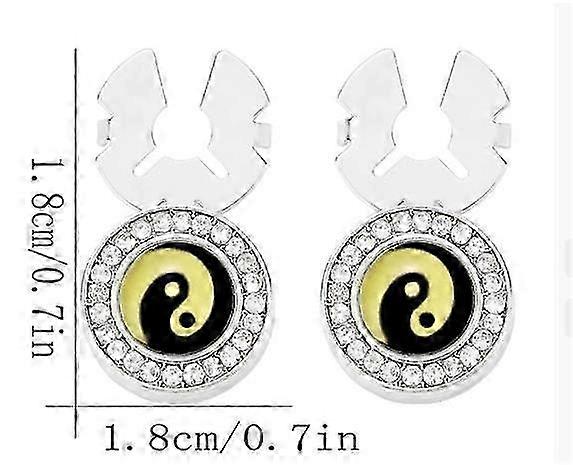 1 Pair Tai Chi Pattern Men's Cuff Link Rhinestone Button Covers Elegant Decorative Accessories for D
