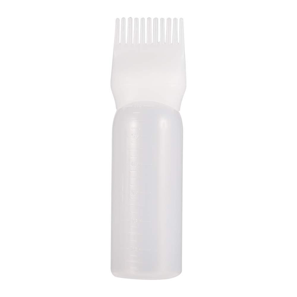 Hair Dye Applicator Bottle with Comb Tip and Graduated Scale for Precise Root Coloring, White