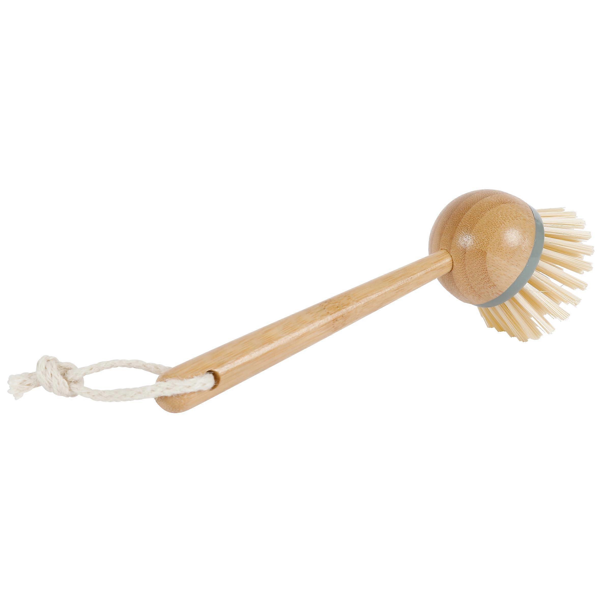 Bamboo Dish Brush with Ergonomic Handle for Scratch Cleaning, EcoFriendly Kitchen Scrub Brush