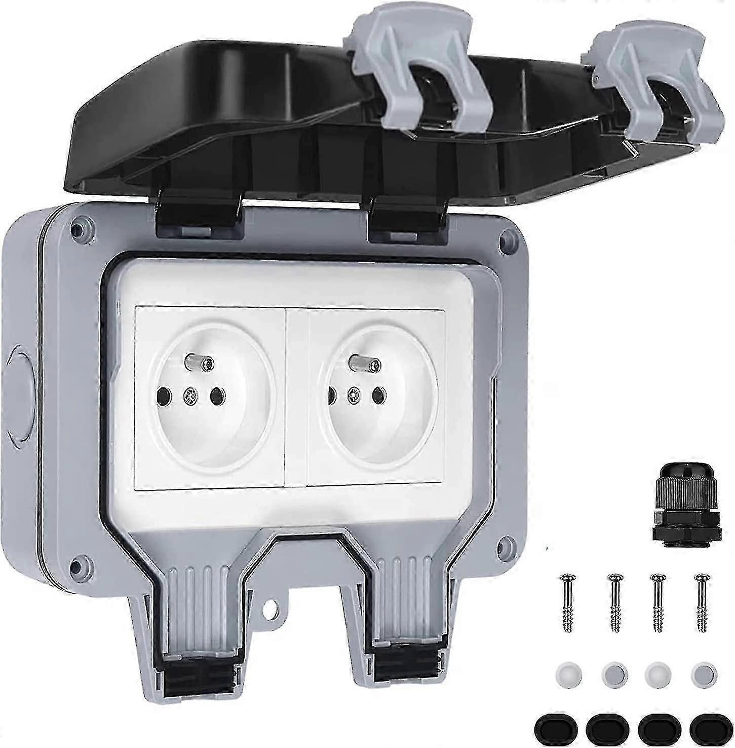 Waterproof Socket Double Outdoor Electrical Outlet Ip66 Waterproof Wall Socket 16a