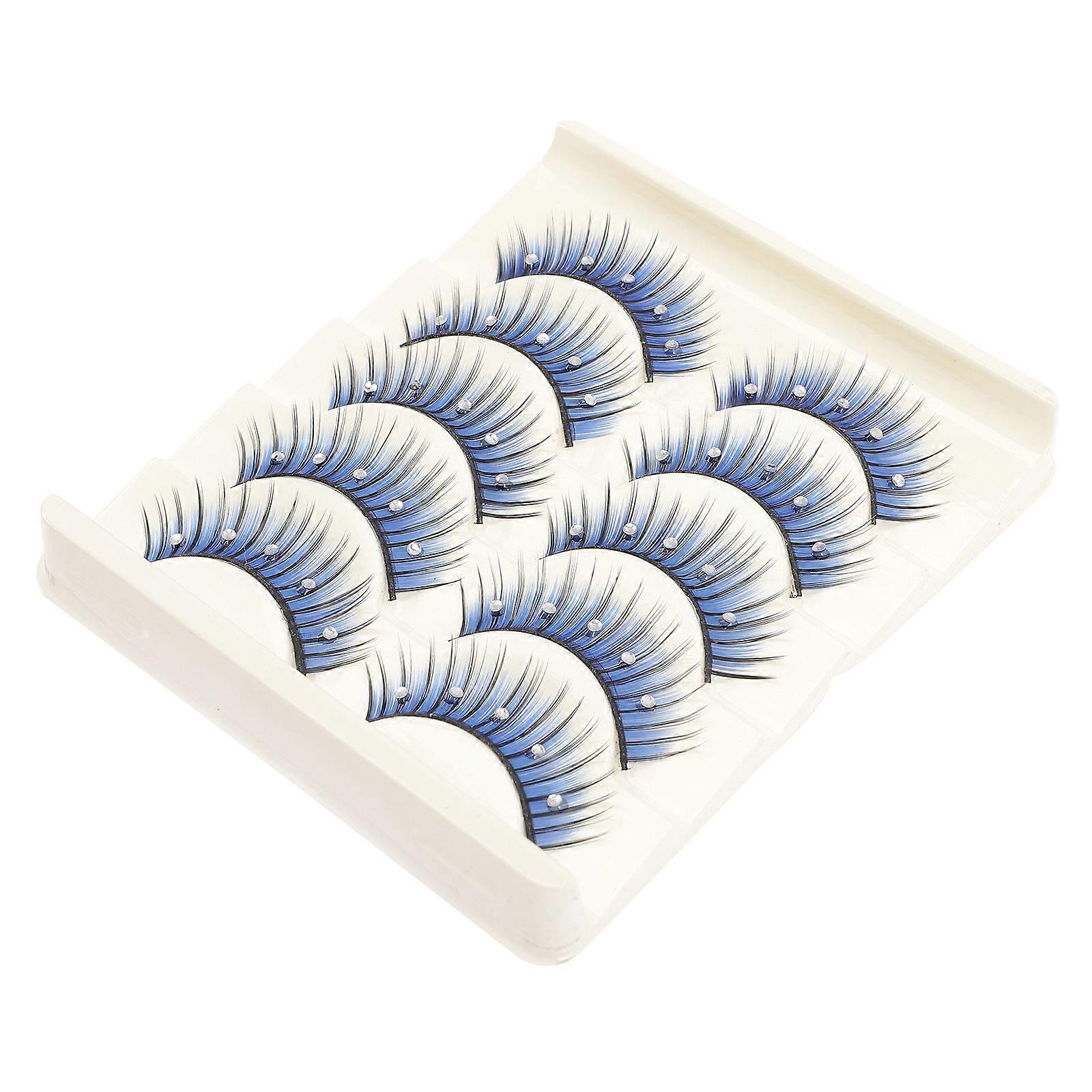 Blue Colored Lashes False Eyelashes for Women 5Pairs Rhinestone Dramatic Lashes