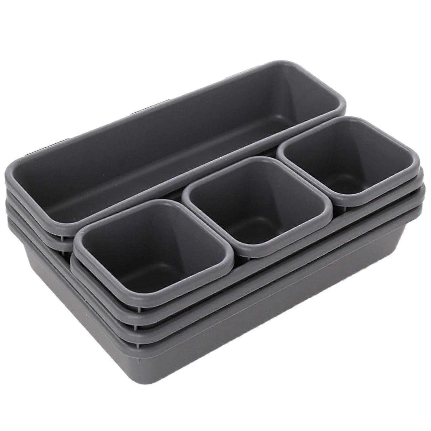 8PCS Plastic Interlocking Drawer Organizer - 3 Sizes Stackable Desk Storage Bins Multi-Purpose Space-Saving for Home Office