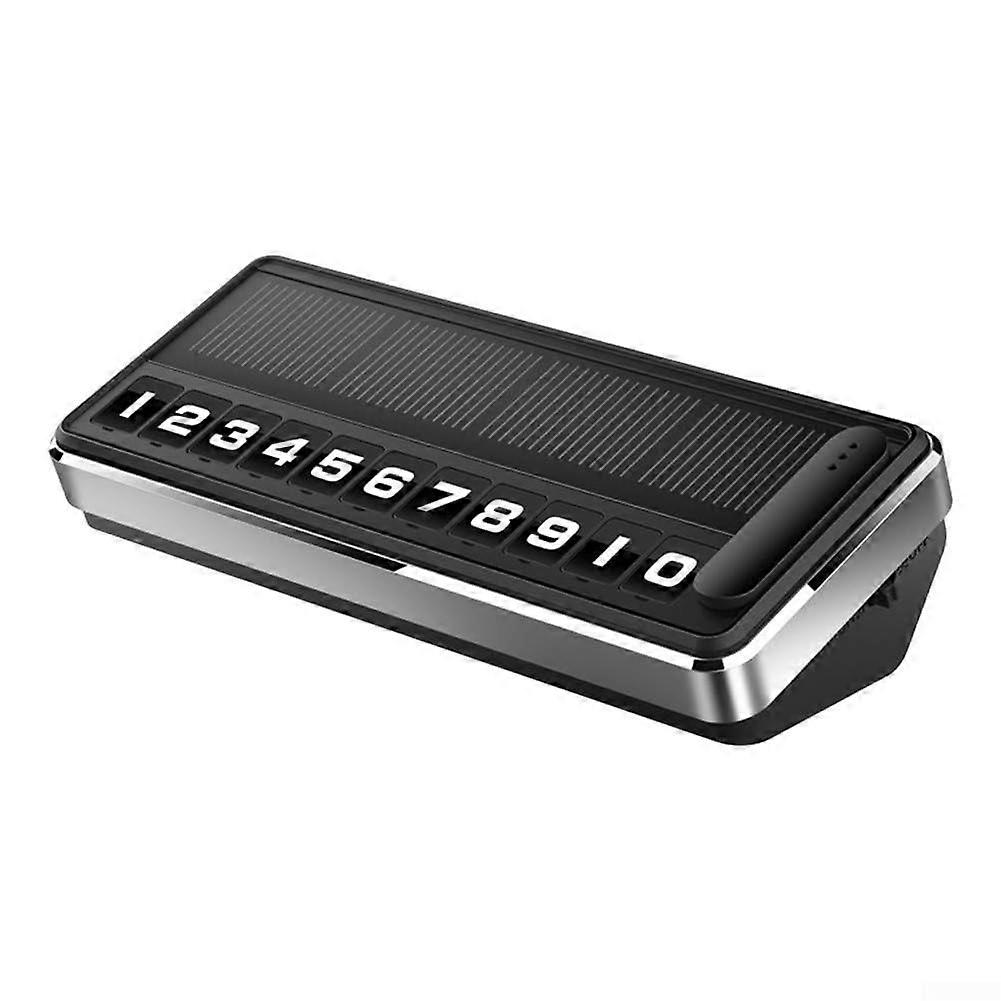 Solar Powered LED Parking Sign with Rotating Privacy Digits, Auto Light Sensor, Silver Car Plate