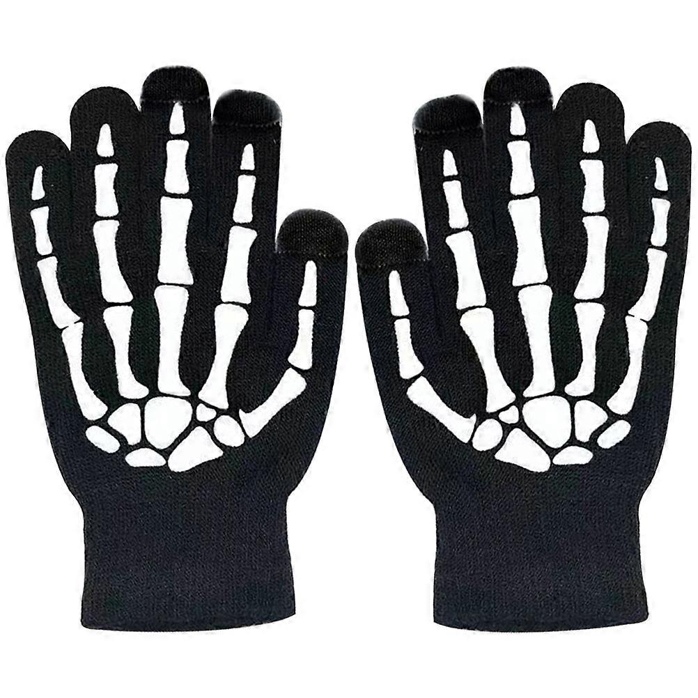 Skeleton Pattern Gloves for Halloween Parties 1Pair Multi Acrylic Material