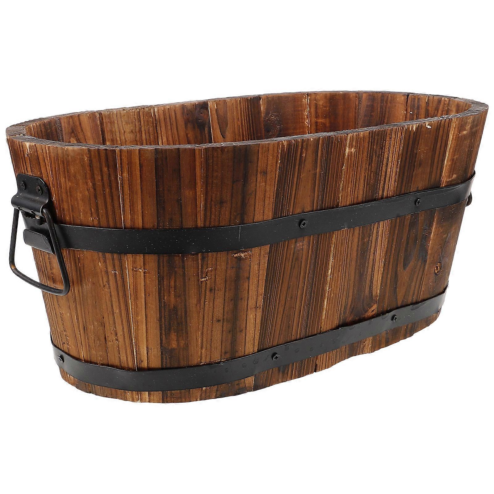 Maceta de madera reutilizable para uso doméstico.
