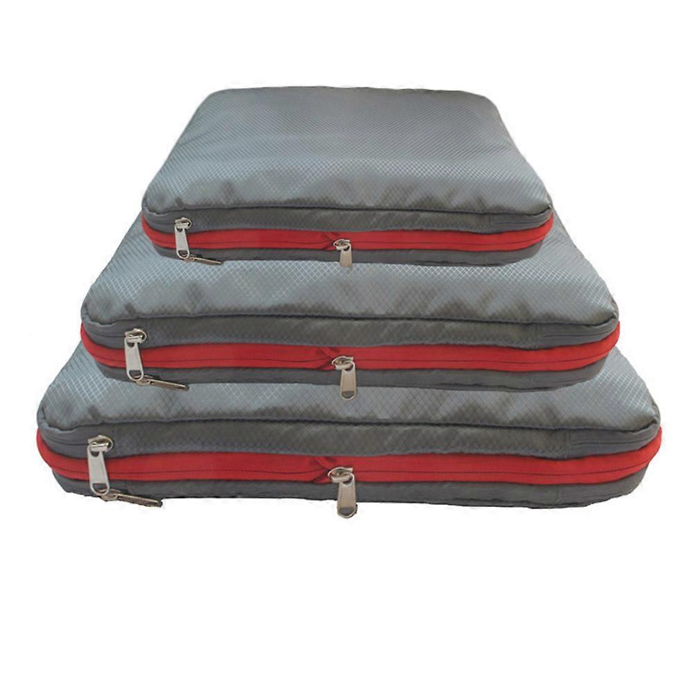 Save Space Organizer Grey Nylon Compression Bag for Travel 3Pcs