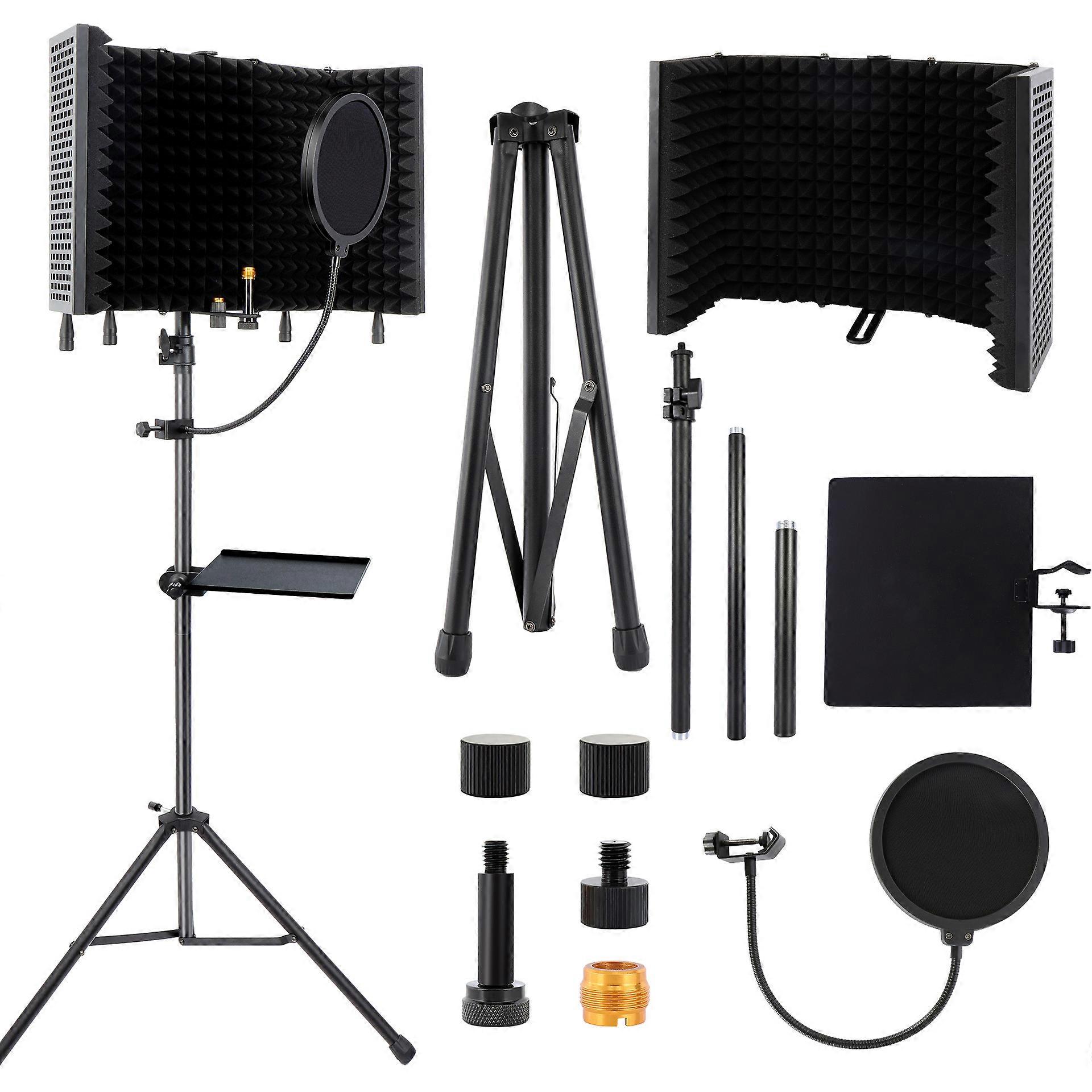 Microphone Isolation Shield with Height Adjustable Stand Compatible with Blue Yeti and AT2020