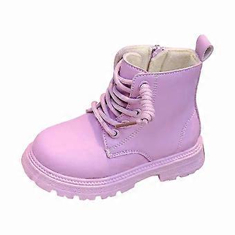 Bottes pour filles, bottines à semelle souple, style britannique, chaussures tendance pour enfants, parfaites pour un look décontracté ou habillé, bottes pour tout-petits, Z04 violet, 7-8 ans
