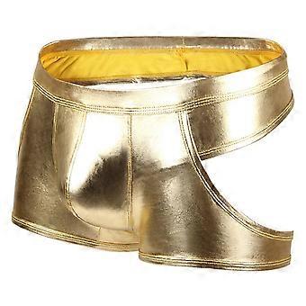 Mens Underwear Thongs Thong Faux Leather Briefs Underwear Shorts Briefs String Underwear for Men Gold XL