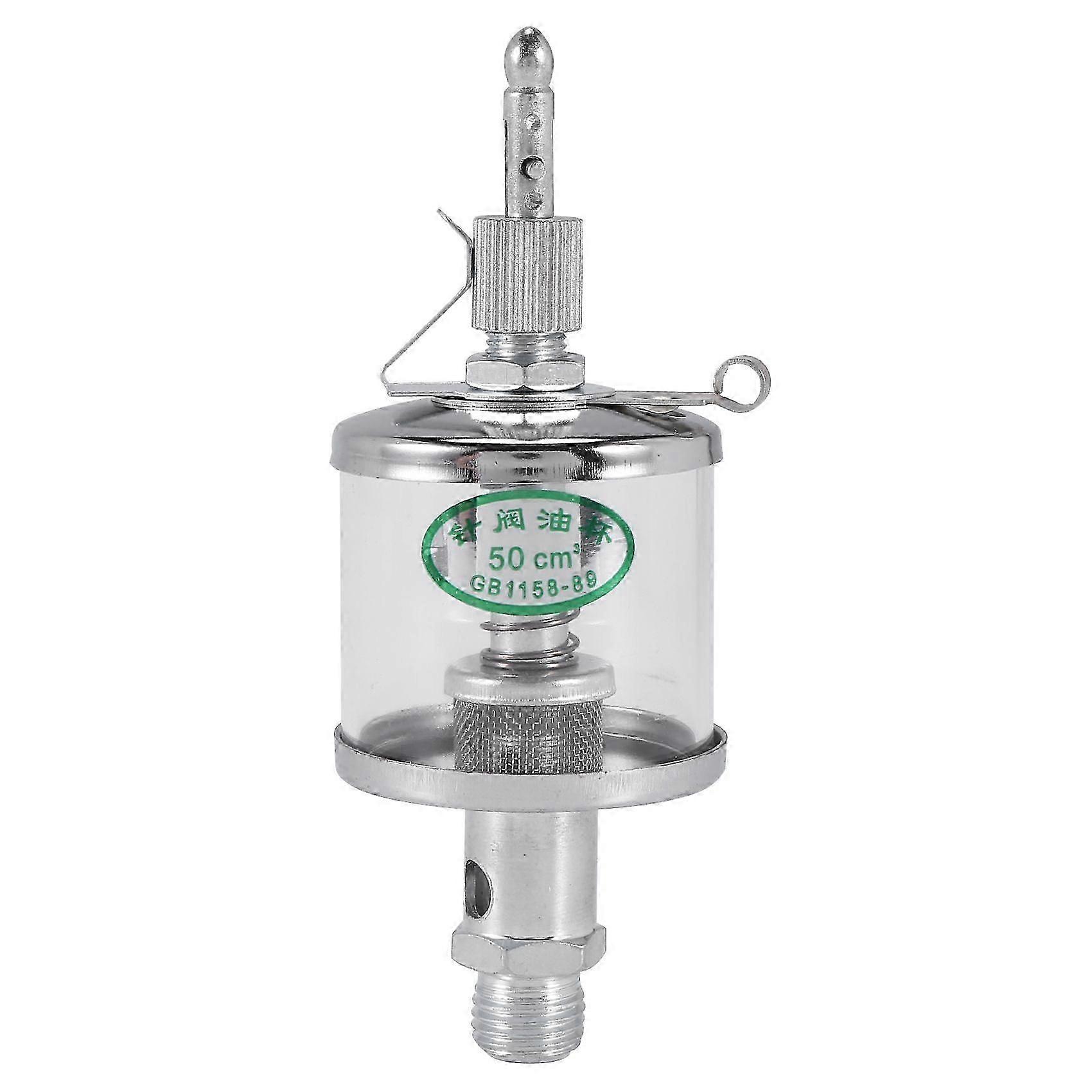 50mL Engine Machine Lubricator Oil Gravity Drip Feed Oiler Clear+Silver