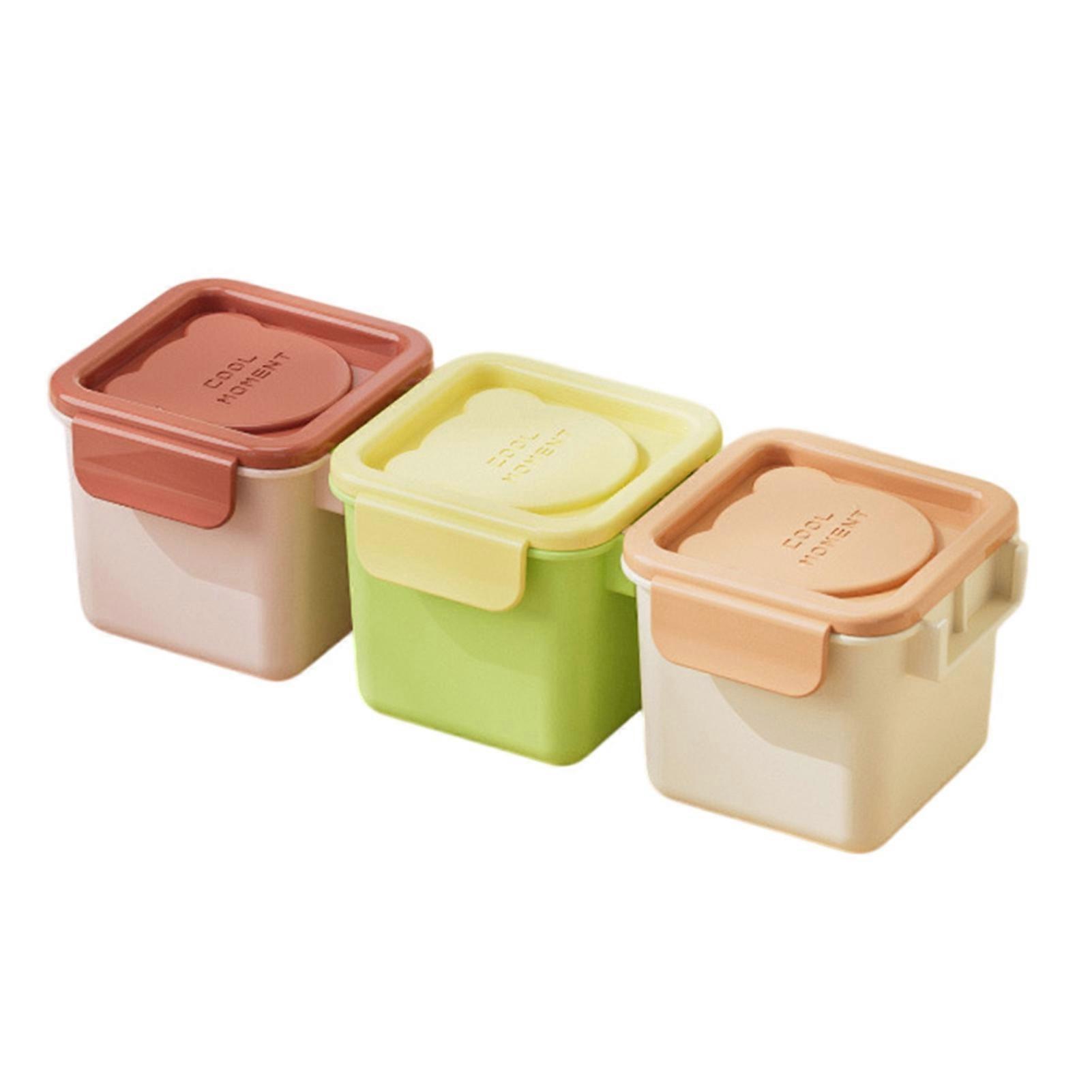 Stackable Ice Cube Tray - Sealed Lid Mini Square - for Odorless Freezer Storage - 3 Pack PP
