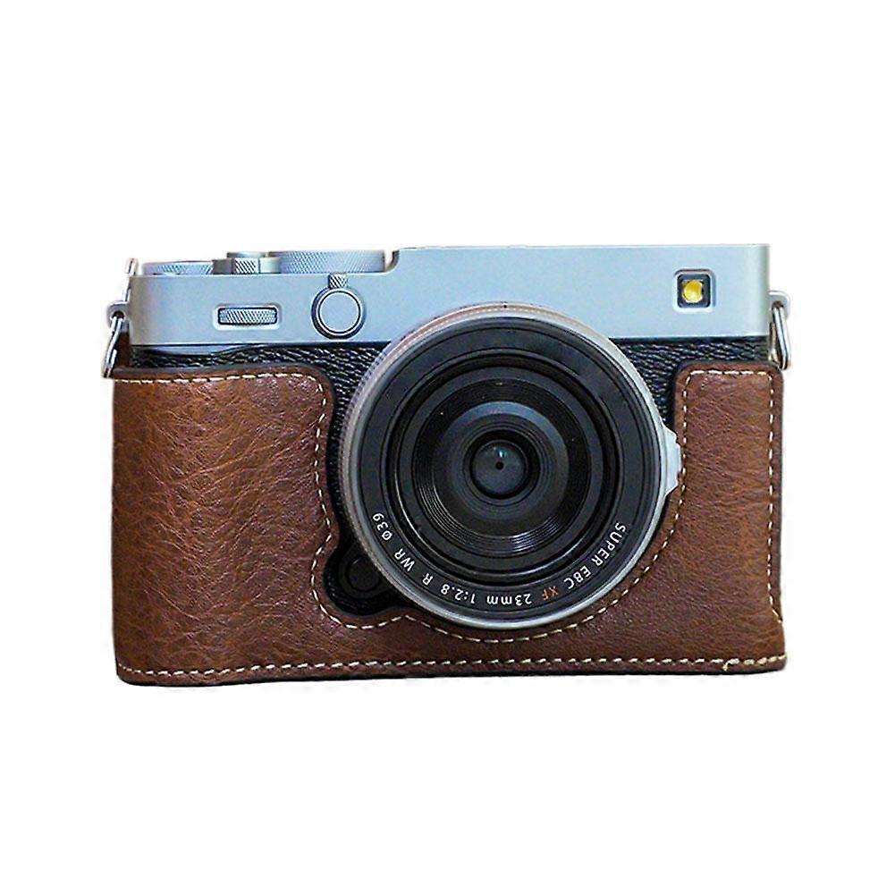 Brown Leather Protective Case for Fujifilm X-E5 Device