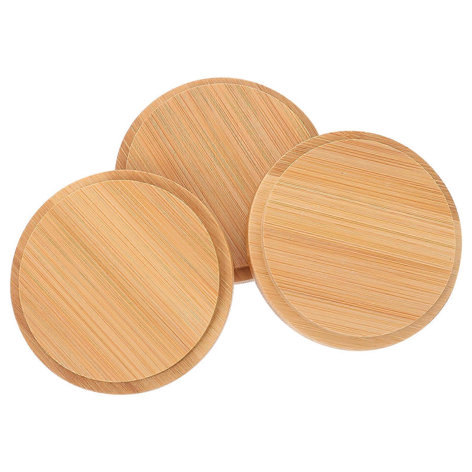 Bamboo Mug Covers for Kitchen Use Practical 3Pcs Lids
