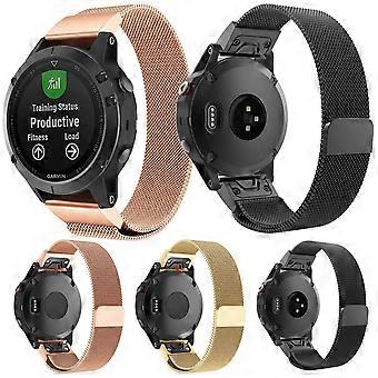 Für Garmin Fenix 5X Milan Metall-Uhrenarmband aus Edelstahl, Größe: 26 mm (Schwarz)