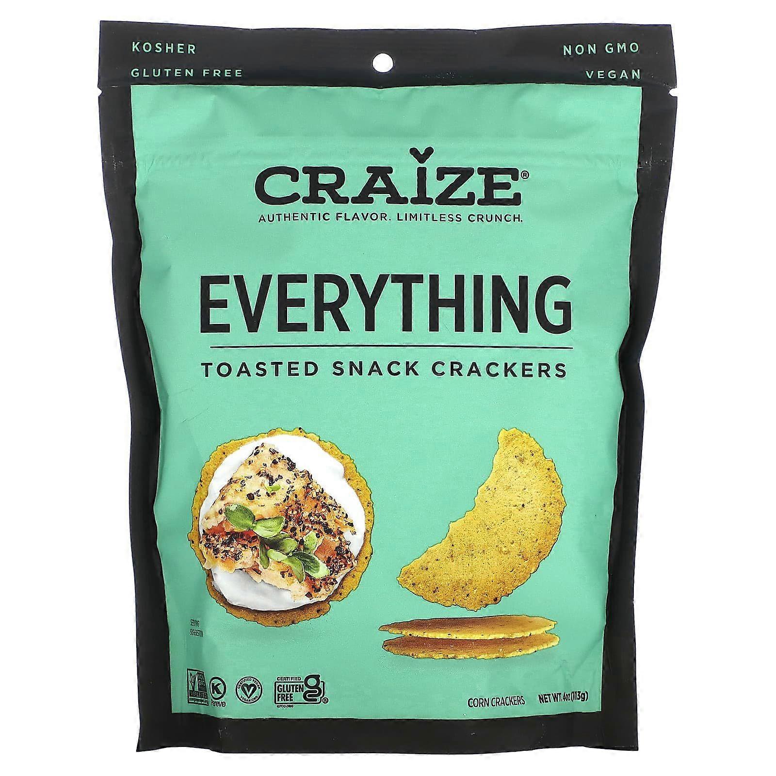 Craize, Toasted Snack Crackers, Everything, 4 oz (113 g), 4-Pack