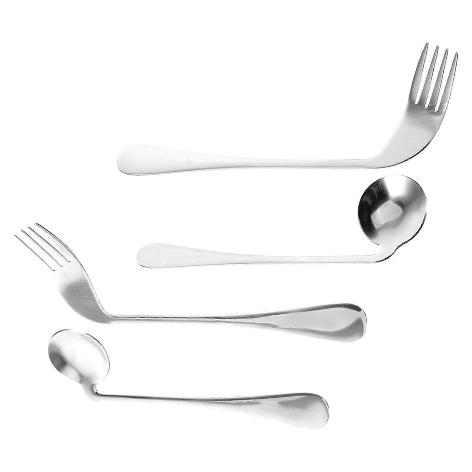 Curved Spoon Tableware Disabled Auxiliary Utensil for 2Sets