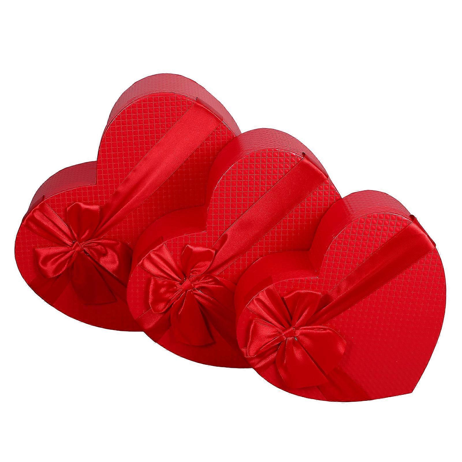 3Pcs Delicate Packaging Boxes Heart-shaped Present Boxes Decorative Gift Boxes