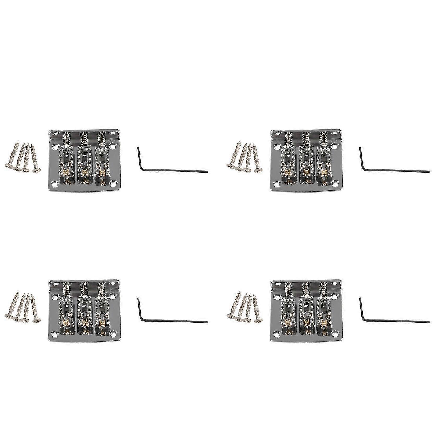 4X 3 String Guitar Ball String Bridge Bridge Pull String Hard Tail Guitar Bridge Tail 3 String Guitar Replacement Silver