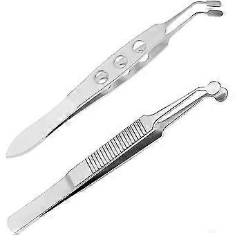 Twizzers,eyelid Massage Tweezers, Eyelid Massage Beauty Tweezers, Stainless Steel Eyelid Massage Tweezers Round Head(2pcs)