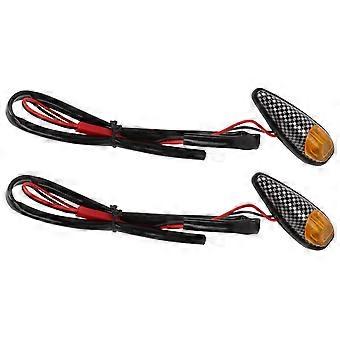 Par de luz de señal de giro lateral de motocicleta estilo de fibra de carbono 12V universal para scooter de bicicleta deportiva