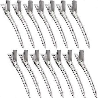 24 Stück Haarschnitt-Clips, 3,5-Zoll-Entenschnabel-Haarspangen aus Metall mit Löchern Profi für Salon