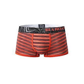 Mens Striped Ice Silk Translucent Breathable Thin Elastic Mid Waist Boxers1