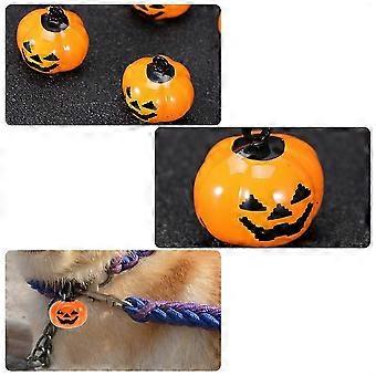 Orangefarbener Kürbis-Glockenanhänger für Haustierhalsband, Halloween, 5-teilig, Kupfer