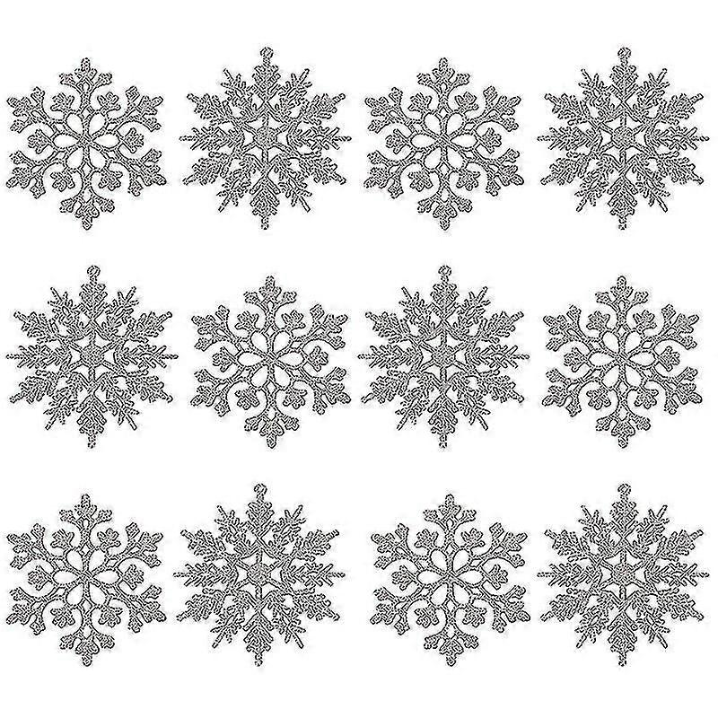 36pcs Glitter Snowflake Ornaments,iridescent Glitter Compatible With Decorating