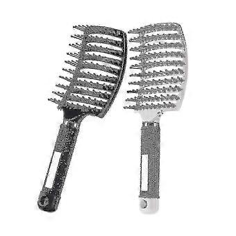 2 Pack Curved Vented Styling Hair Brush Compatible with Thick Curly Hair - Barber Tools, Fast Drying, Detangling QD