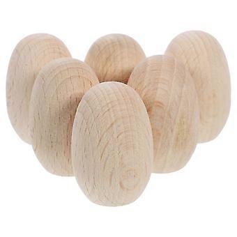 6pcs Simulation Eggs DIY Wood Eggs Easter Wooden Eggs Festival Decor Fake Eggs Decorations