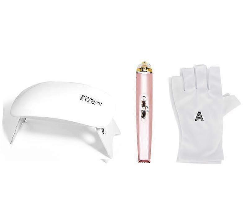 Mini Uv Lampe / Søm Anti-Sort Handsker / Negleslibning