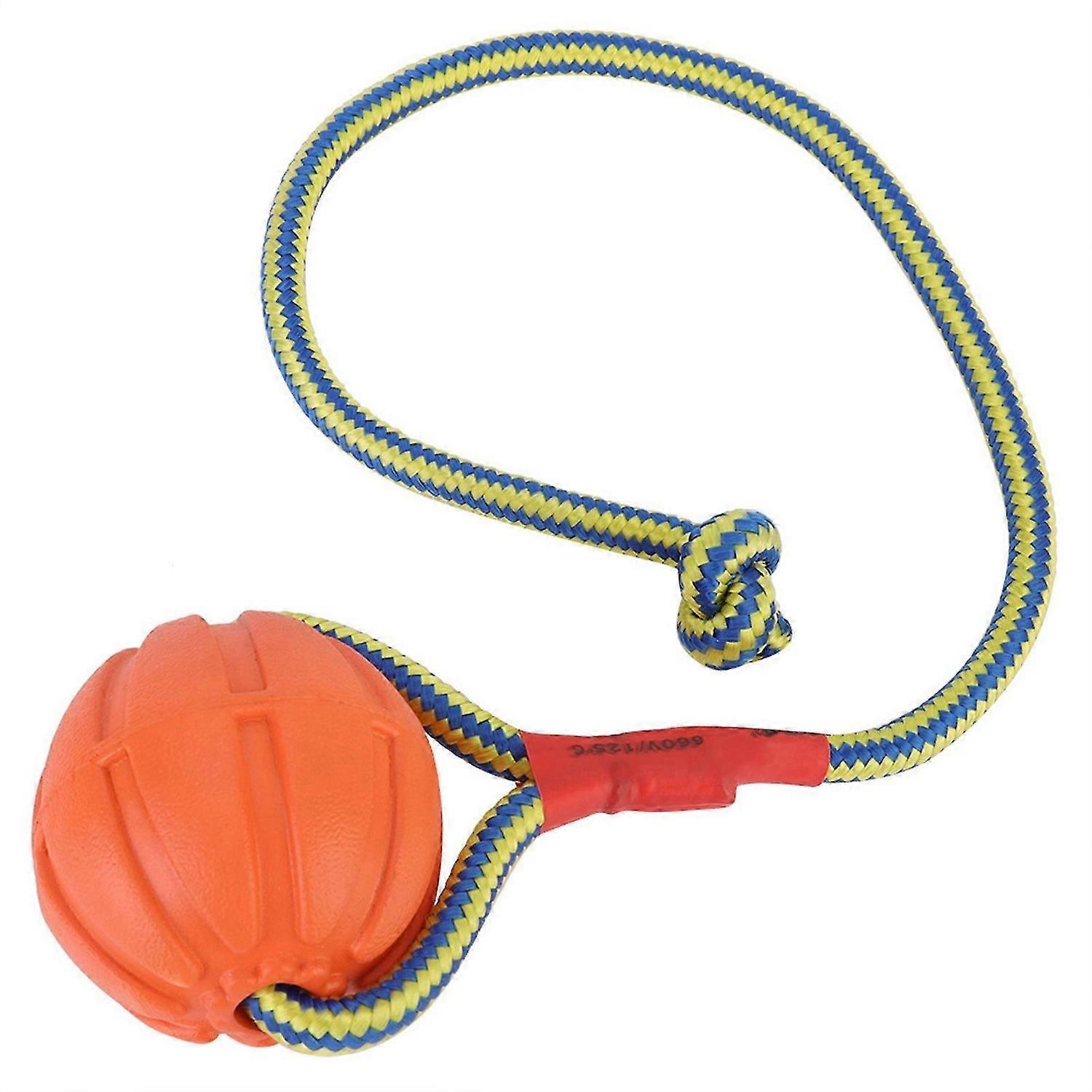 Interactive Portable EVA Dog Chew Ball Bite Resistant with Rope Red