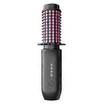 Cordless Curling Iron Brush, Portable Travel Curling Iron Mini Brush for Women, USB Rechargeable Curling Wand Brush with Negative Ion