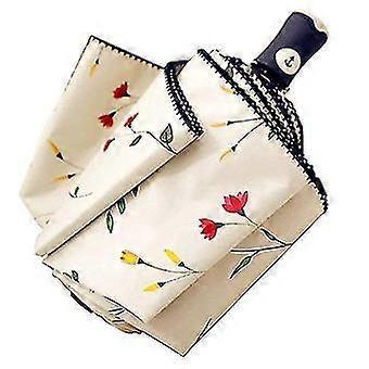 Sun Umbrella Compact Folding Travel Umbrella Auto Öppet och nära för vindtät