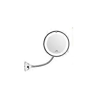 Flexible magnifying mirror with LED light, 10x magnification. Strong suction cup. Vanity mirror lighting. Makeup mirror